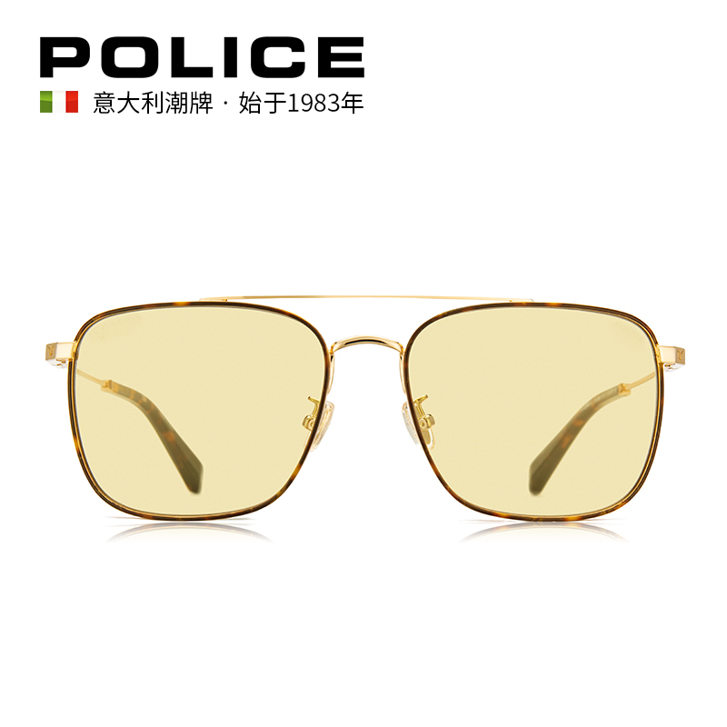 POLICE汉密尔顿联名款太阳眼镜2021新品方形全框金属墨镜SPLB28G